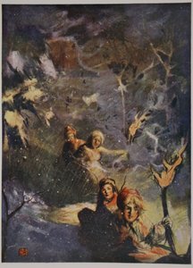 Sleeën bij fakkellicht, 1905